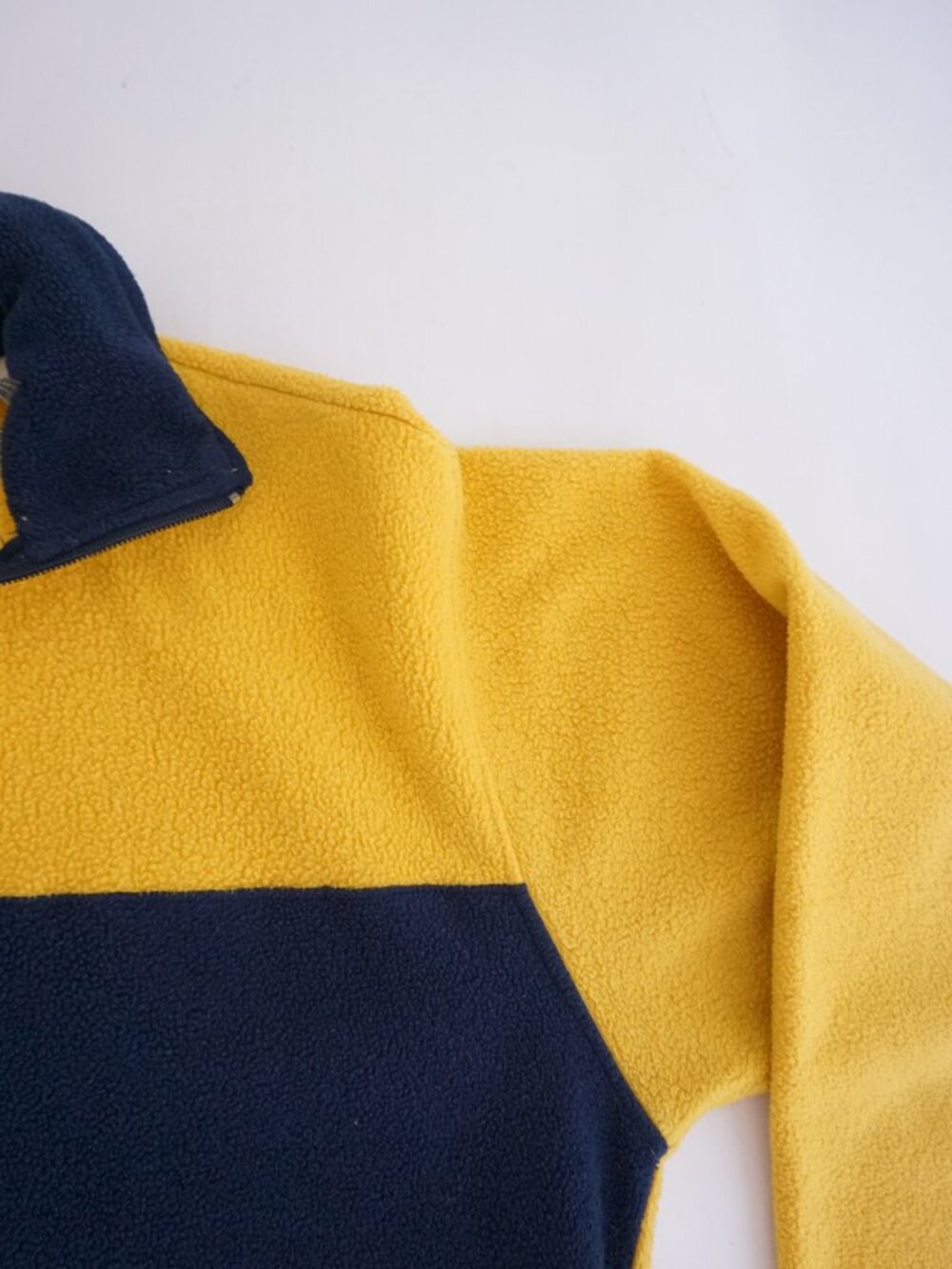 Vintage Court Club Yellow Navy Rugby Stripe Quarter Zip Fleece Pullover M - Picture 9 of 10